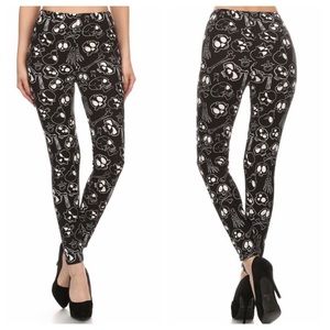 Buttery Soft Halloween Bone and Skull Stretchy Leggings